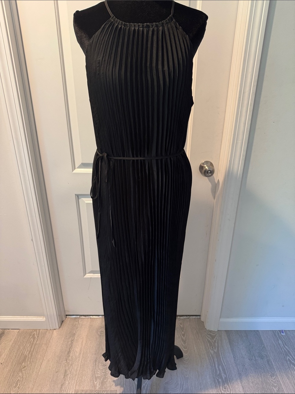 Banana Republic Black Pleated Halter Maxi Dress